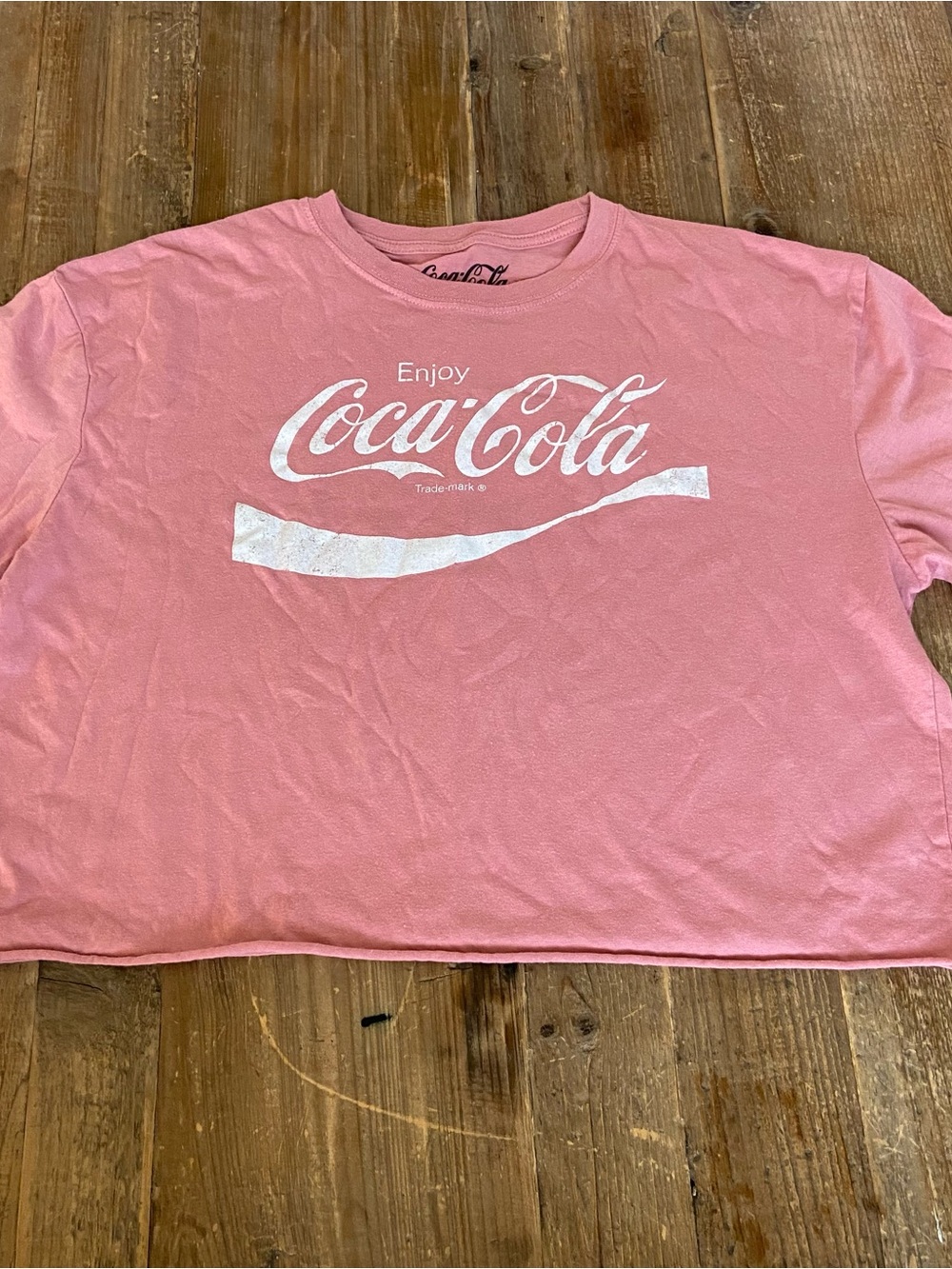 COKE Shirt Coca-Cola Shirt Pink Logo Cropped Tee Large